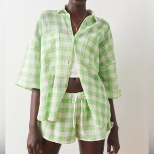 Out From Under For Urban Outfitters Green and White Plaid Boardwalk Shirt